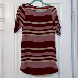 Maroon & beige dress